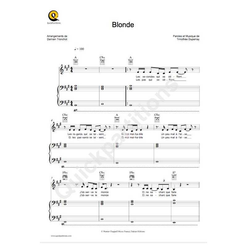 Partition BLONDE Louane