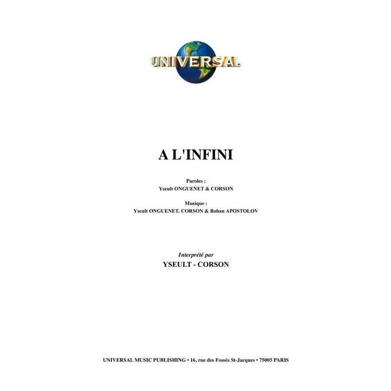 A L'INFINI sheet music YSEULT CORSON