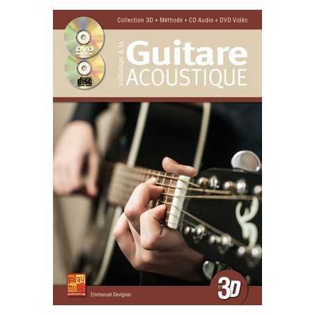 INITIATION À LA GUITARE ACOUSTIQUE EN 3D (+CD+DVD)