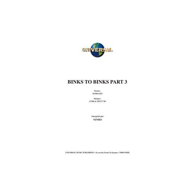 Sheetmusic BINKS TO BINKS PART 3 Ninho
