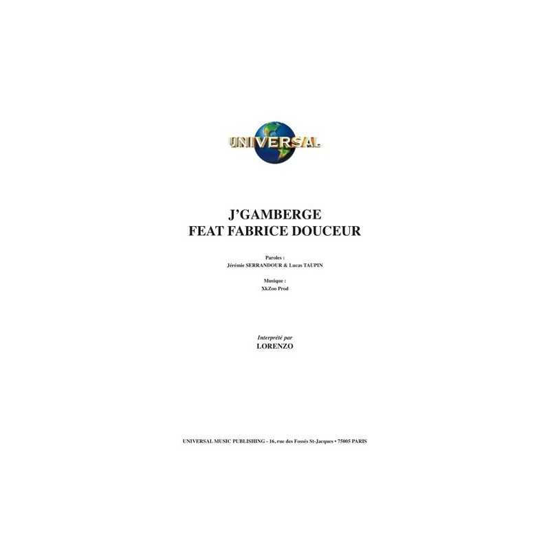 Sheetmusic J’GAMBERGE Lorenzo