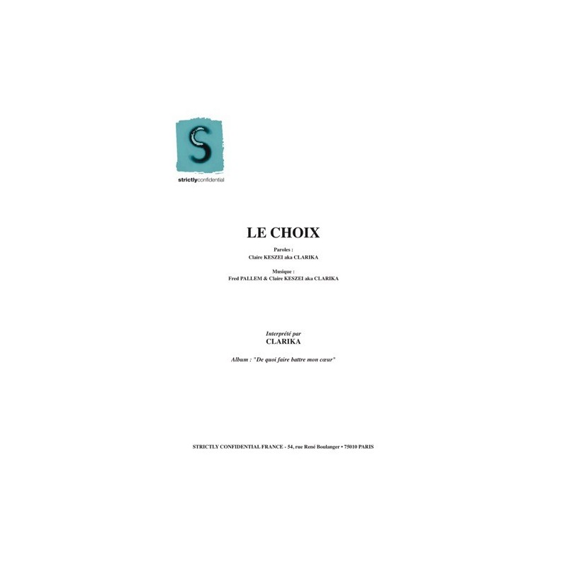 Sheetmusic LE CHOIX Clarika