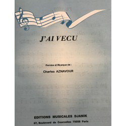 Partition J'AI VÉCU Charles Aznavour PDF