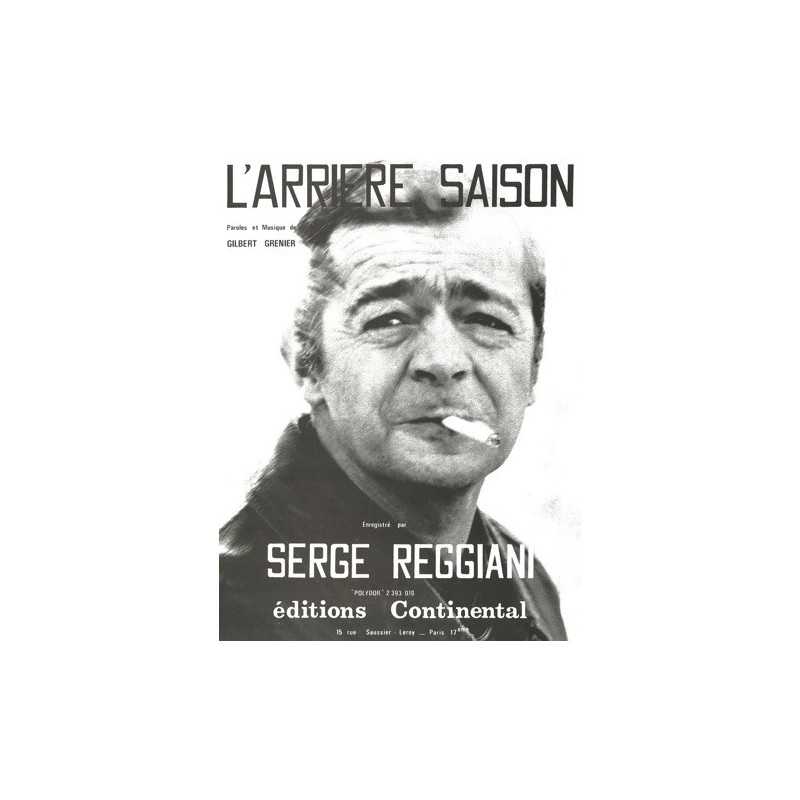 Partition L'ARRIÈRE SAISON Serge REGGIANI