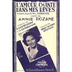 Partition L'AMOUR CHANTE DANS MES RÊVES Annie ROZANE