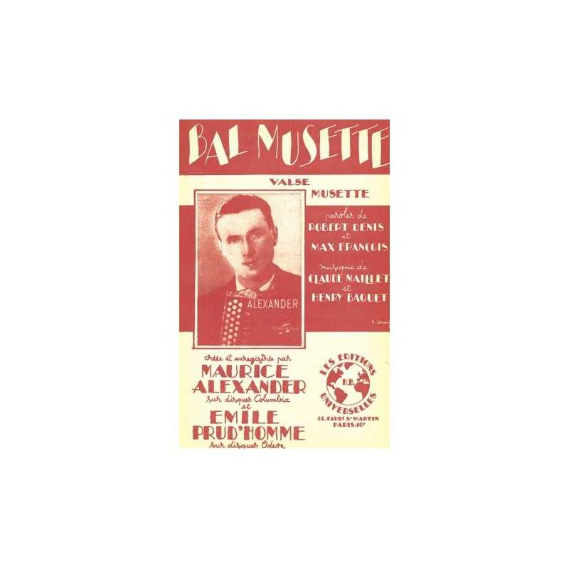 Partition BAL MUSETTE Maurice ALEXANDER