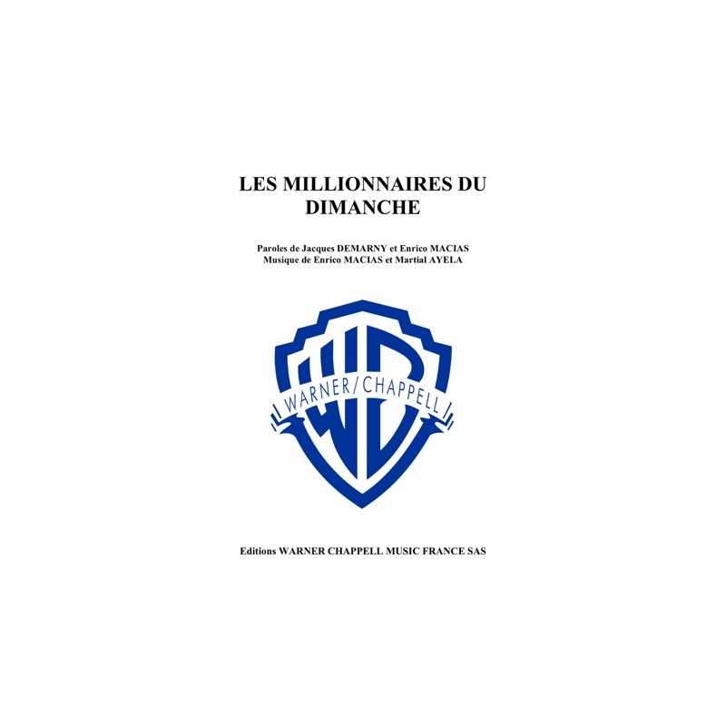Partition LES MILLIONNAIRES DU DIMANCHE Enrico Macias pdf