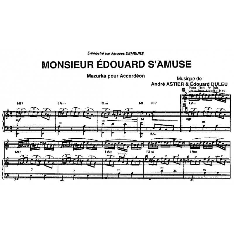 Sheet music MONSIEUR ÉDOUARD S'AMUSE