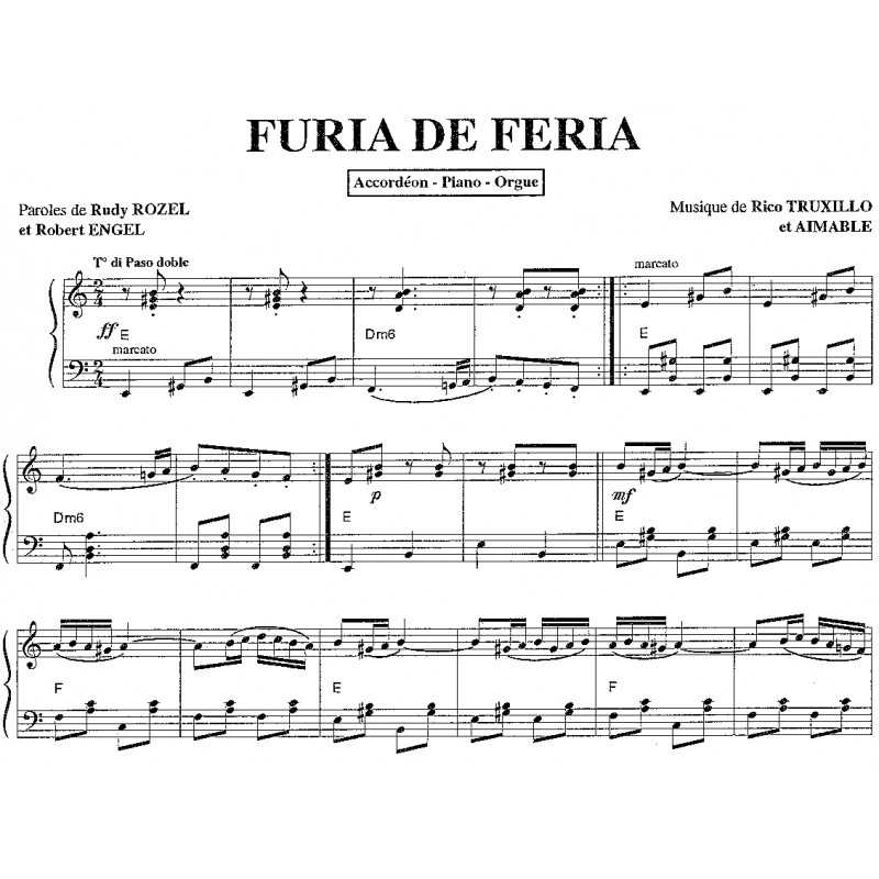 Partition FURIA DE FERIA Rico TRUXILLO AIMABLE