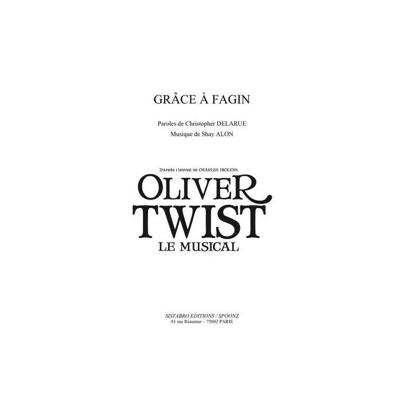 Sheet music GRÂCE À FAGIN Oliver Twist