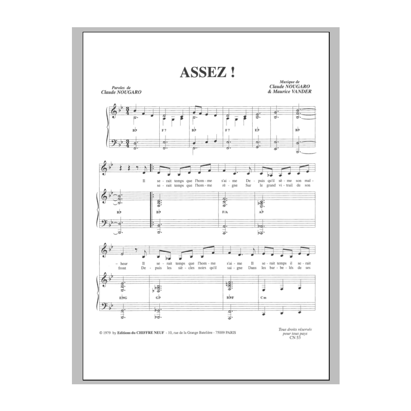 Partition ASSEZ Claude Nougaro