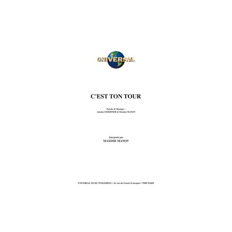 Partition C'EST TON TOUR Maxime MANOT