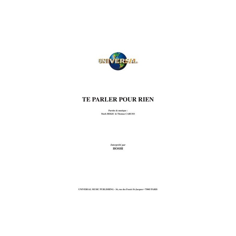 Partition TE PARLER POUR RIEN HOSHI