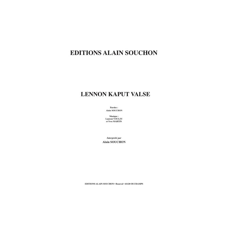 PARTITION LENNON KAPUT VALSE ALAIN SOUCHON