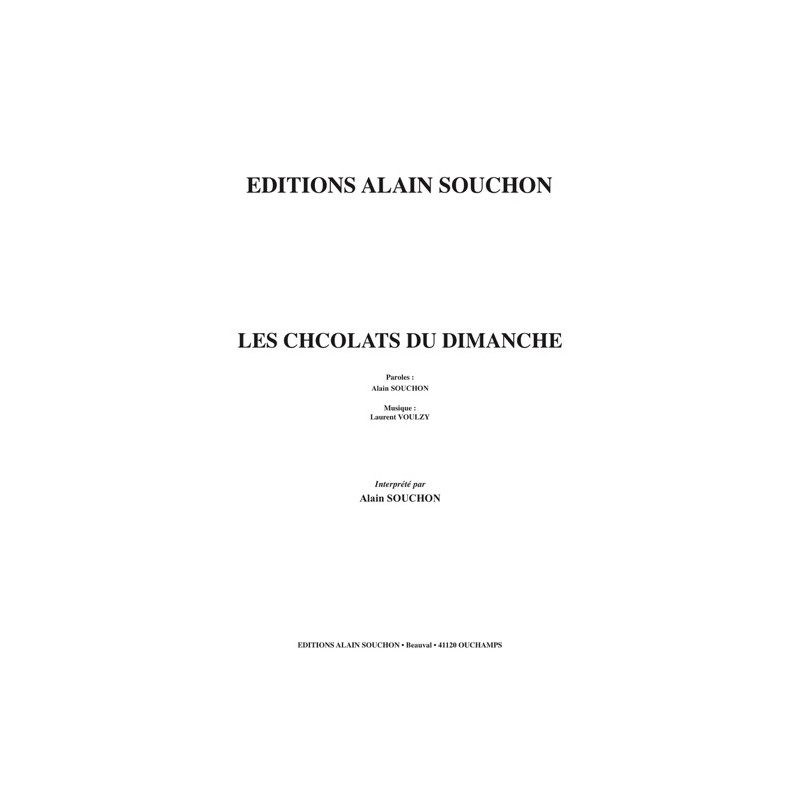 PARTITION LES CHOCOLATS DU DIMANCHE ALAIN SOUCHON
