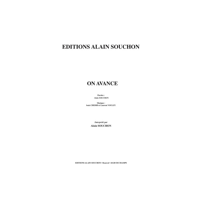 PARTITION ON AVANCE ALAIN SOUCHON