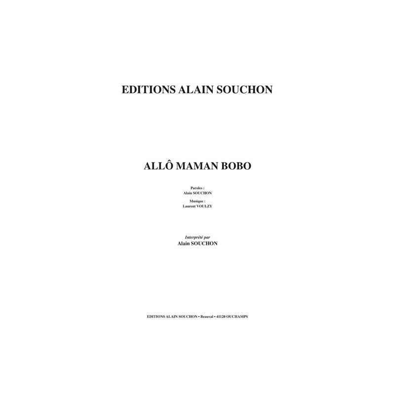Partition ALLO MAMAN BOBO ALAIN SOUCHON pdf