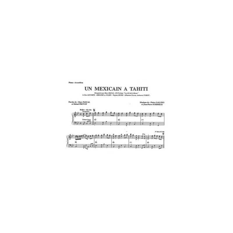 Partition UN MEXICAIN À TAHITI LA CHOCOLATA Marc Pascal Claude Barbottin