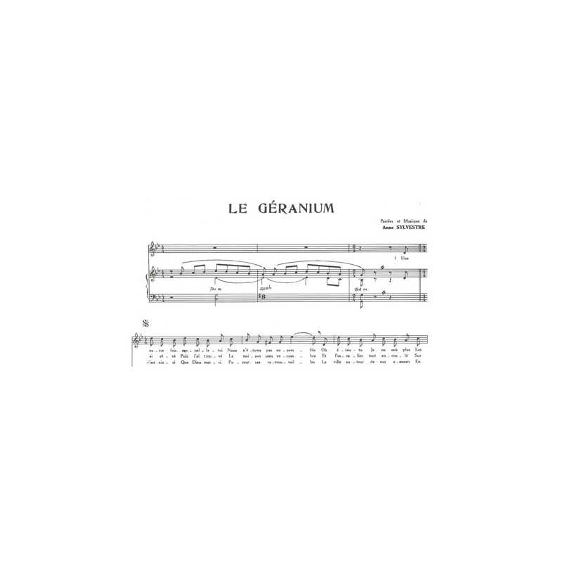 Sheet music LE GÉRANIUM Anne Sylvestre