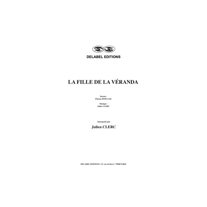 Partition LA FILLE DE LA VÉRANDA Julien CLERC
