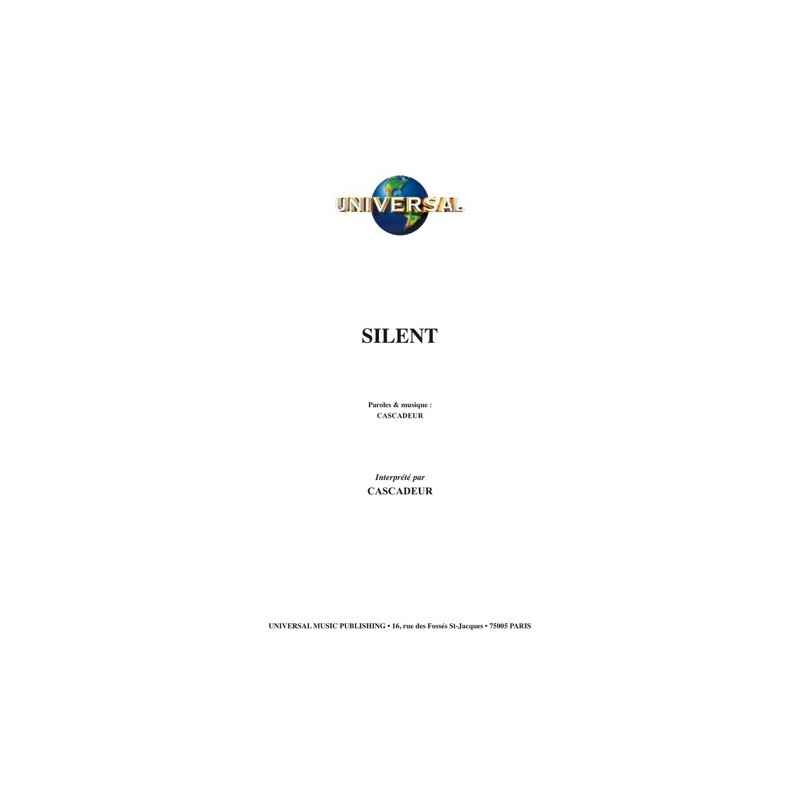 Sheet music SILENT CASCADEUR
