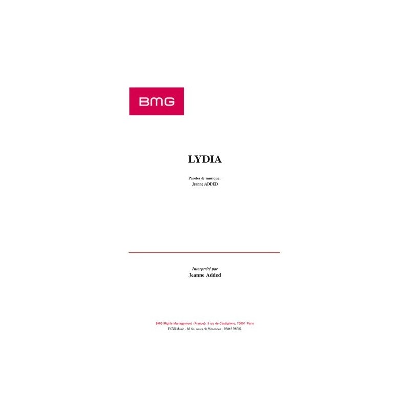 Partition LYDIA Jeanne ADDED