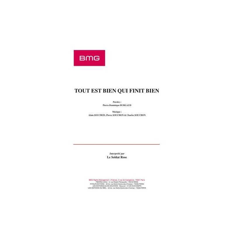 Partition TOUT EST BIEN QUI FINIT BIEN LE SOLDAT ROSE pdf