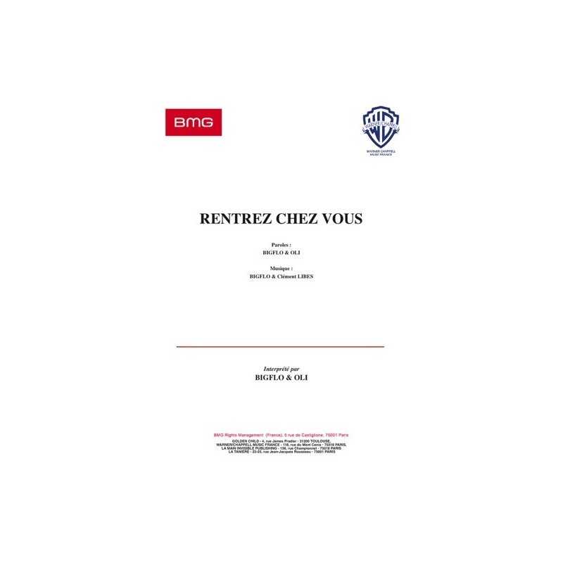 Sheet music RENTREZ CHEZ VOUS BIGFLO & OLI