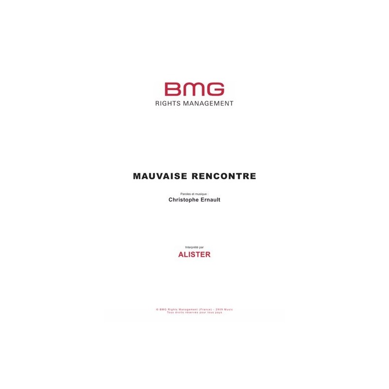 Partition MAUVAISE RENCONTRE ALISTER