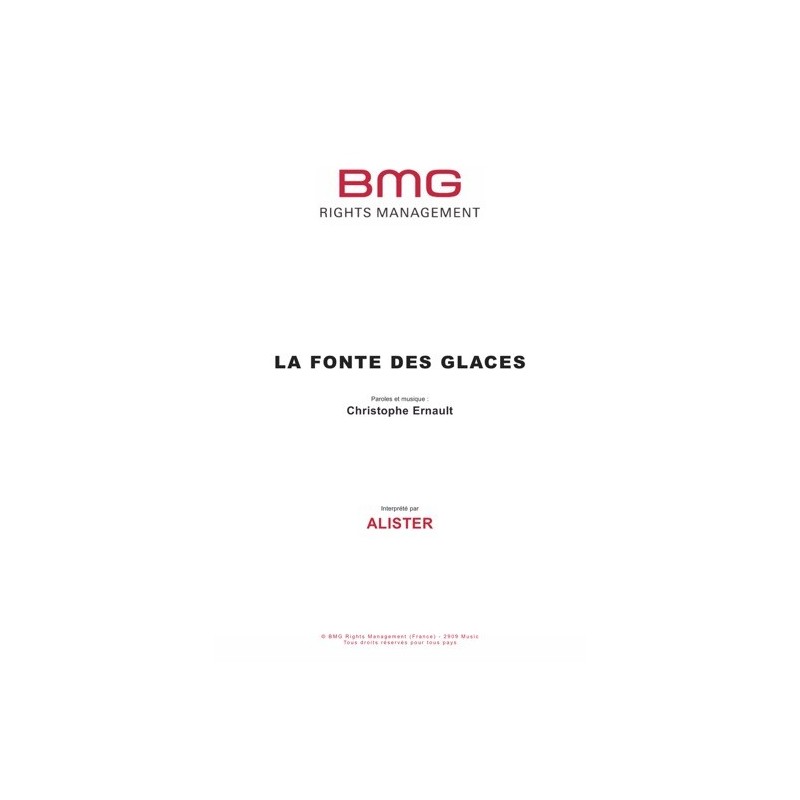 Partition LA FONTE DES GLACES ALISTER