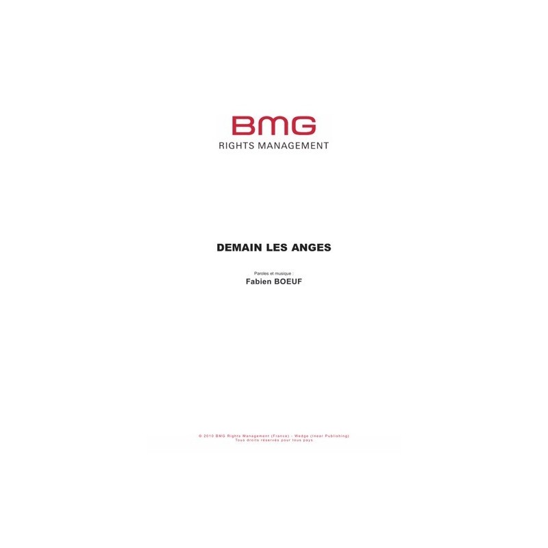 Partition DEMAIN LES ANGES Fabien BŒUF