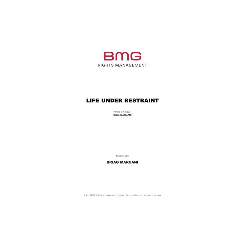 Partition LIFE UNDER RESTRAINT Briag MARUANI