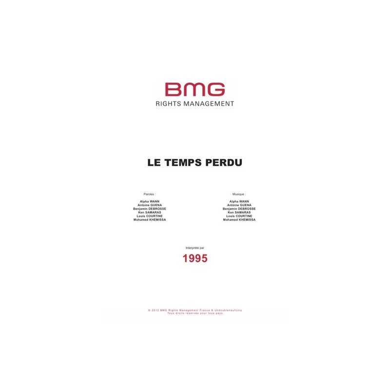 Partition LE TEMPS PERDU 1995