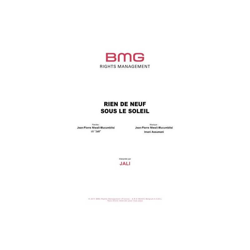 Partition RIEN DE NEUF SOUS LE SOLEIL JALI