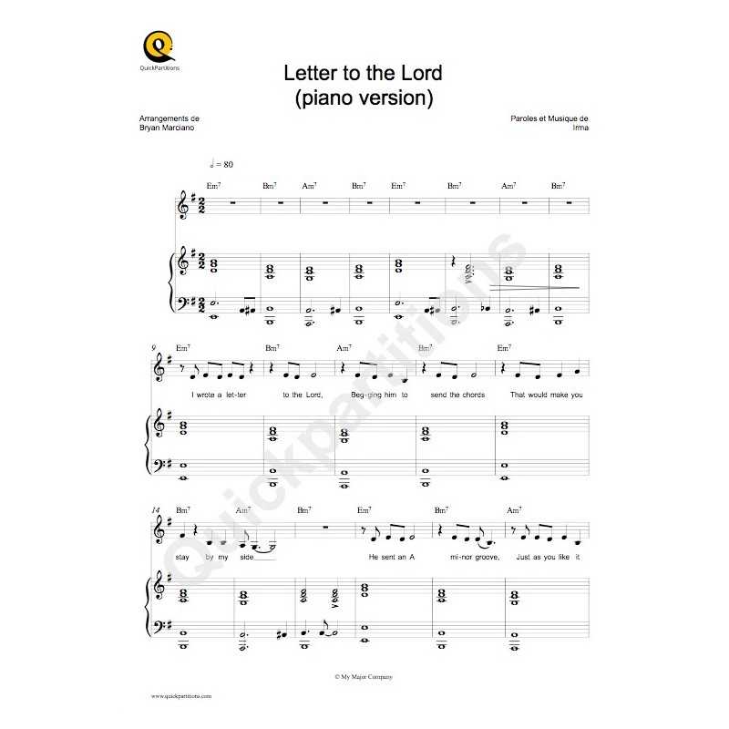 Partition LETTER TO THE LORD IRMA