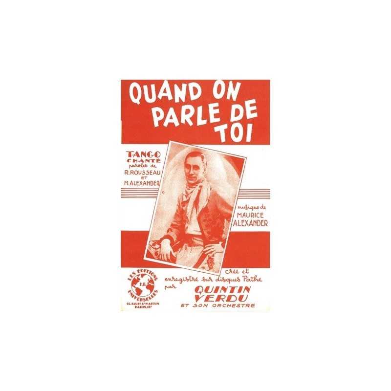 Partition QUAND ON PARLE DE TOI Quintin VERDU
