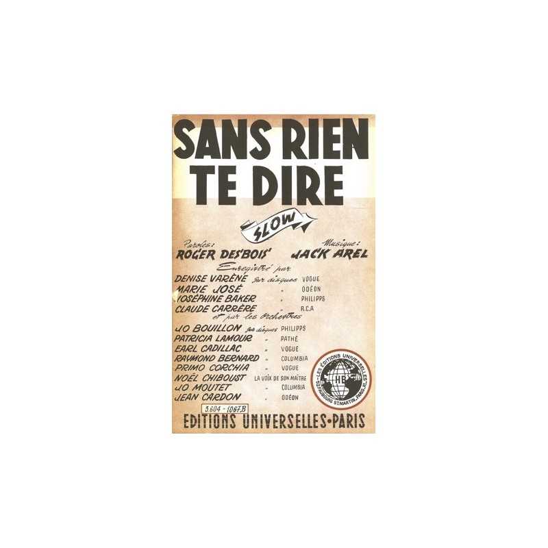 Partition SANS RIEN TE DIRE MARIE-JOSÉ