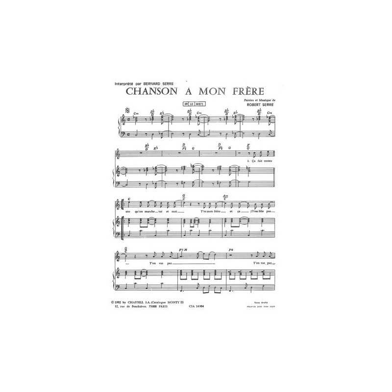 Partition CHANSON À MON FRÈRE