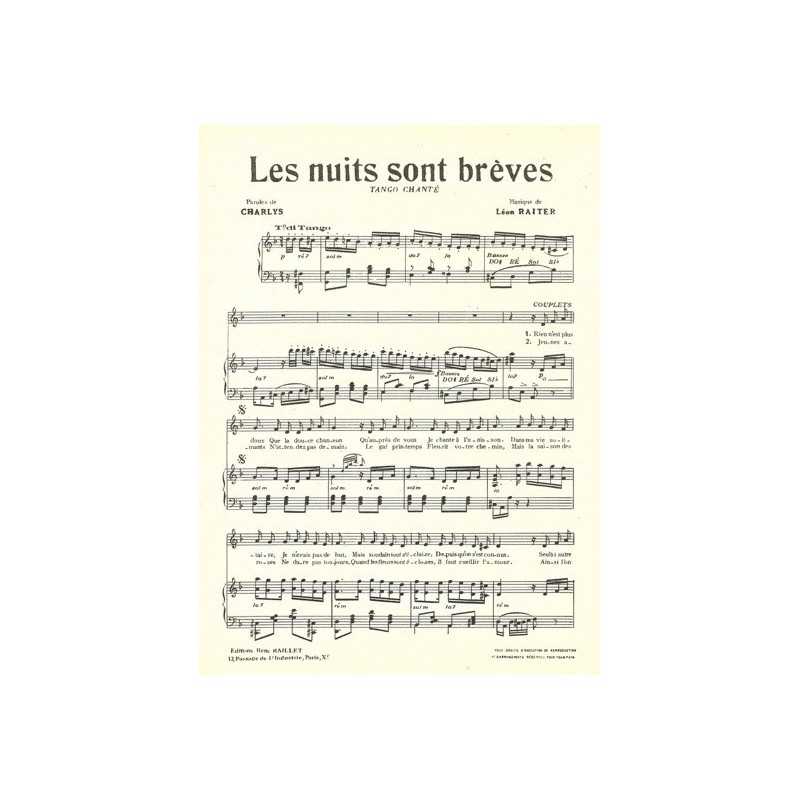 Partition LES NUITS SONT BRÈVES