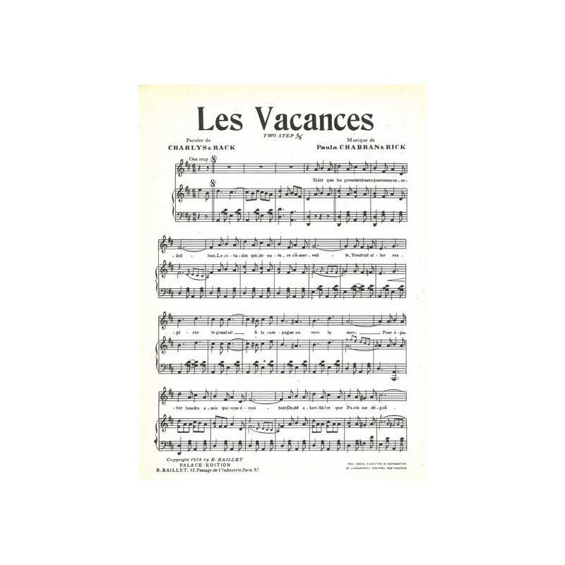 Partition LES VACANCES