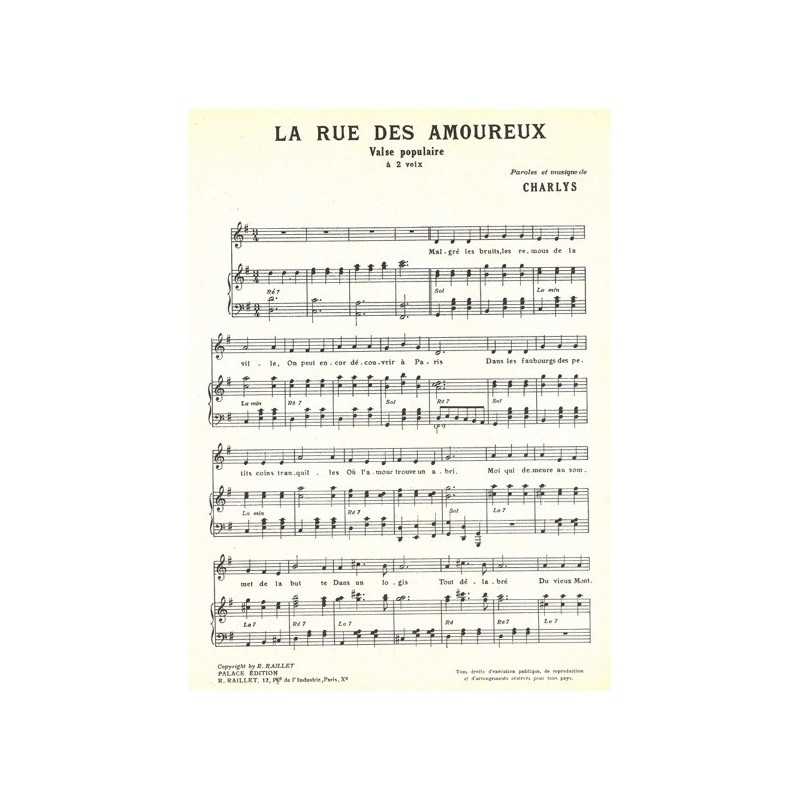 Partition LA RUE DES AMOUREUX