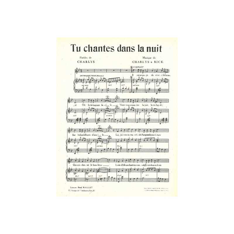 Partition TU CHANTES DANS LA NUIT