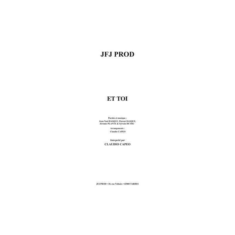 Partition ET TOI Claudio CAPÉO