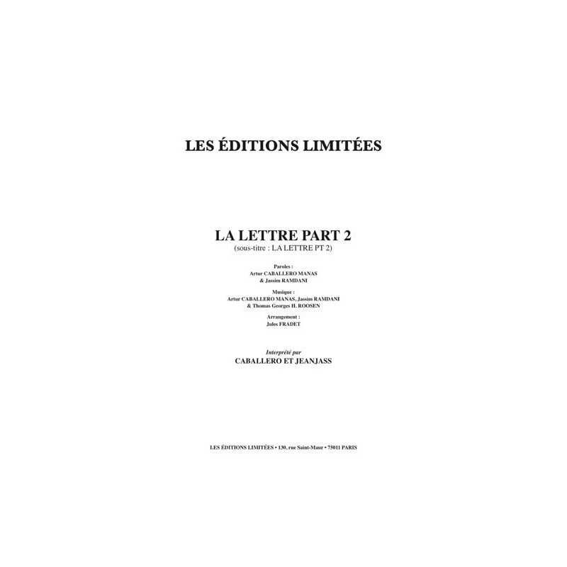 Partition LA LETTRE PART 2 CABALLERO & JEANJASS