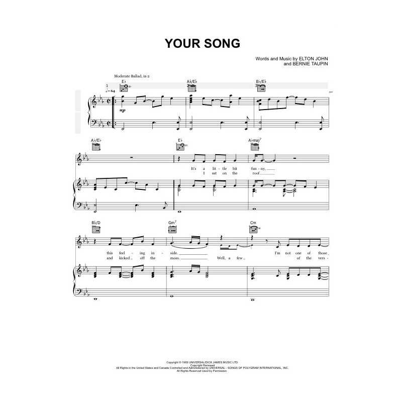 Partition YOUR SONG Elton John