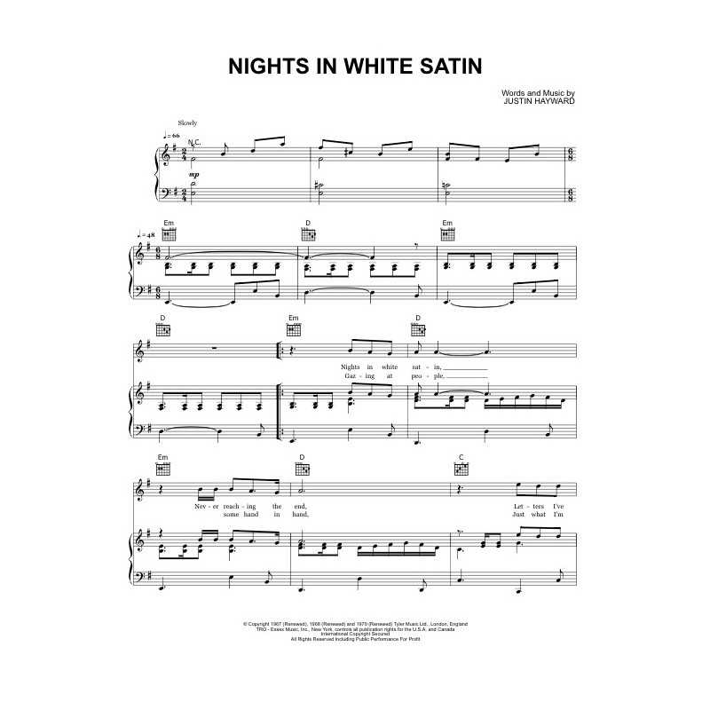 Partition NIGHTS IN WHITE SATIN The Moody Blues