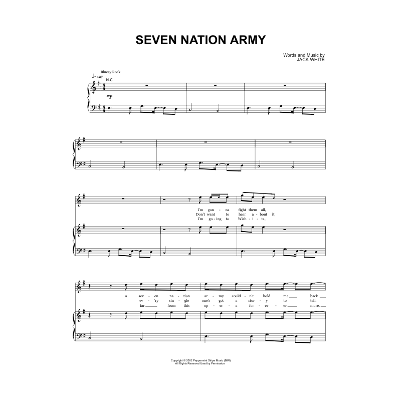 Sheet music SEVEN NATION ARMY The White Stripes