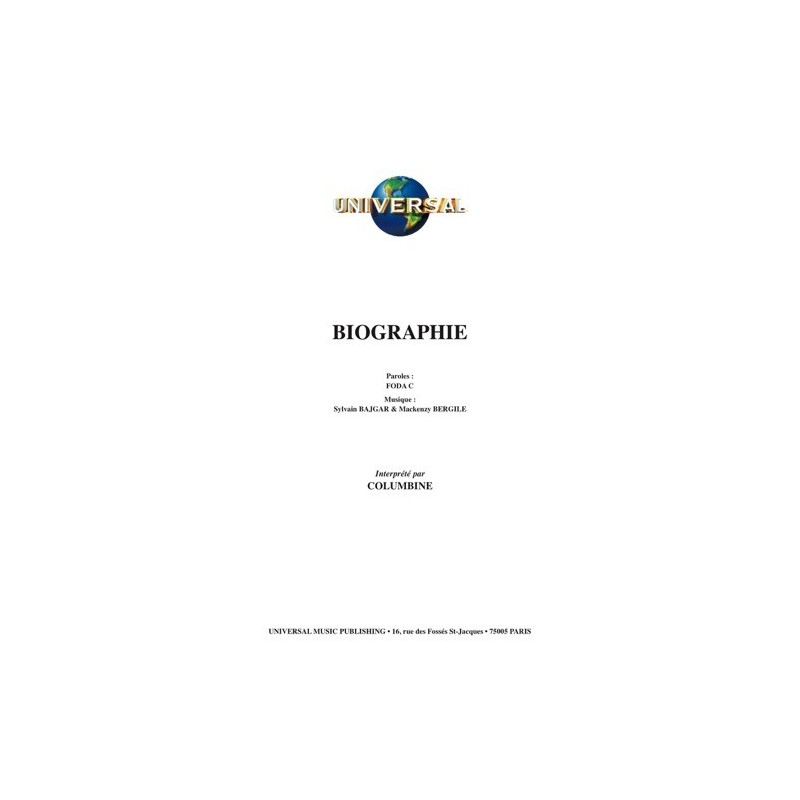 Partition BIOGRAPHIE COLUMBINE