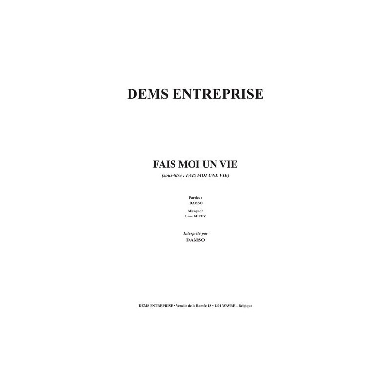 Partition FAIS MOI UN VIE DAMSO