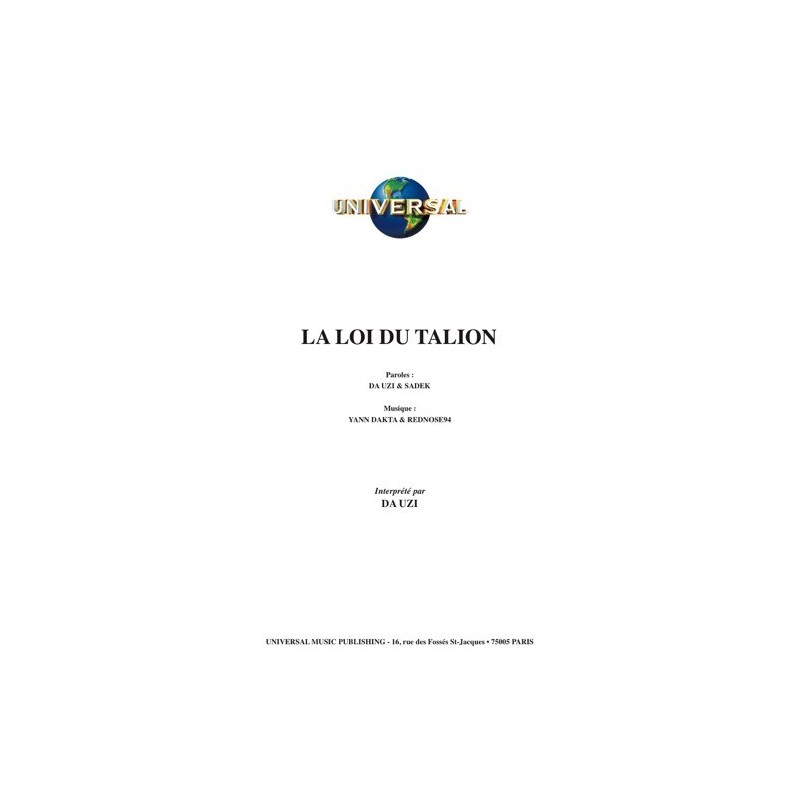 Partition LA LOI DU TALION DA UZI